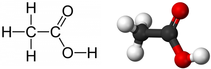 Структурная и химическая формула уксусной кислоты