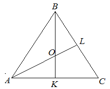 Пример 2, медиана в равностороннем треугольнике
