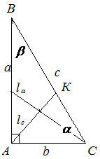 Биссектриса в прямоугольном треугольнике
