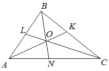 Пример 2, точка пересечения биссектрис треугольника