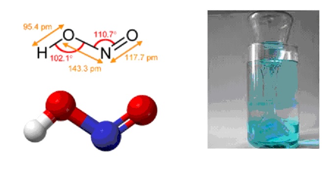 Химическая и структурная формула азотистой кислоты
