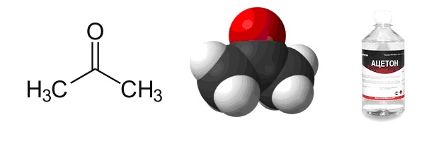 Химическая и структурная формула ацетона
