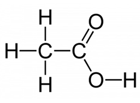 Молекула уксусной кислоты и ее гидролиз