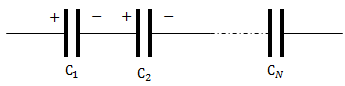Последовательное соединение конденсаторов, рисунок 1