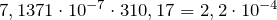 7,1371 \cdot 10^{-7} \cdot 310,17=2,2 \cdot 10^{-4}
