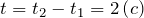 t=t_2-t_1=2\left(c\right)