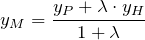 \[y_M=\frac{y_P+\lambda \cdot y_H}{1+\lambda}\]