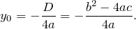 \[y_0=-\frac{D}{4a}=-\frac{b^2-4ac}{4a}.\]
