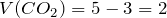 V(CO_{2}) = 5 - 3 = 2