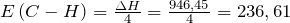 E\left ( C-H \right )=\frac{\Delta H}{4}=\frac{946,45}{4}=236,61