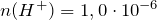 n(H^{+}) = 1,0 \cdot 10^{-6}