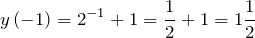 \[y\left(-1\right)=2^{-1}+1=\frac{1}{2}+1=1\frac{1}{2}\]