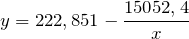 \[y=222,851-\frac{15052,4}{x} \]