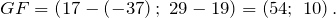 \[GF=\left(17-\left(-37\right);\ 29-19\right)=\left(54;\ 10\right).\]